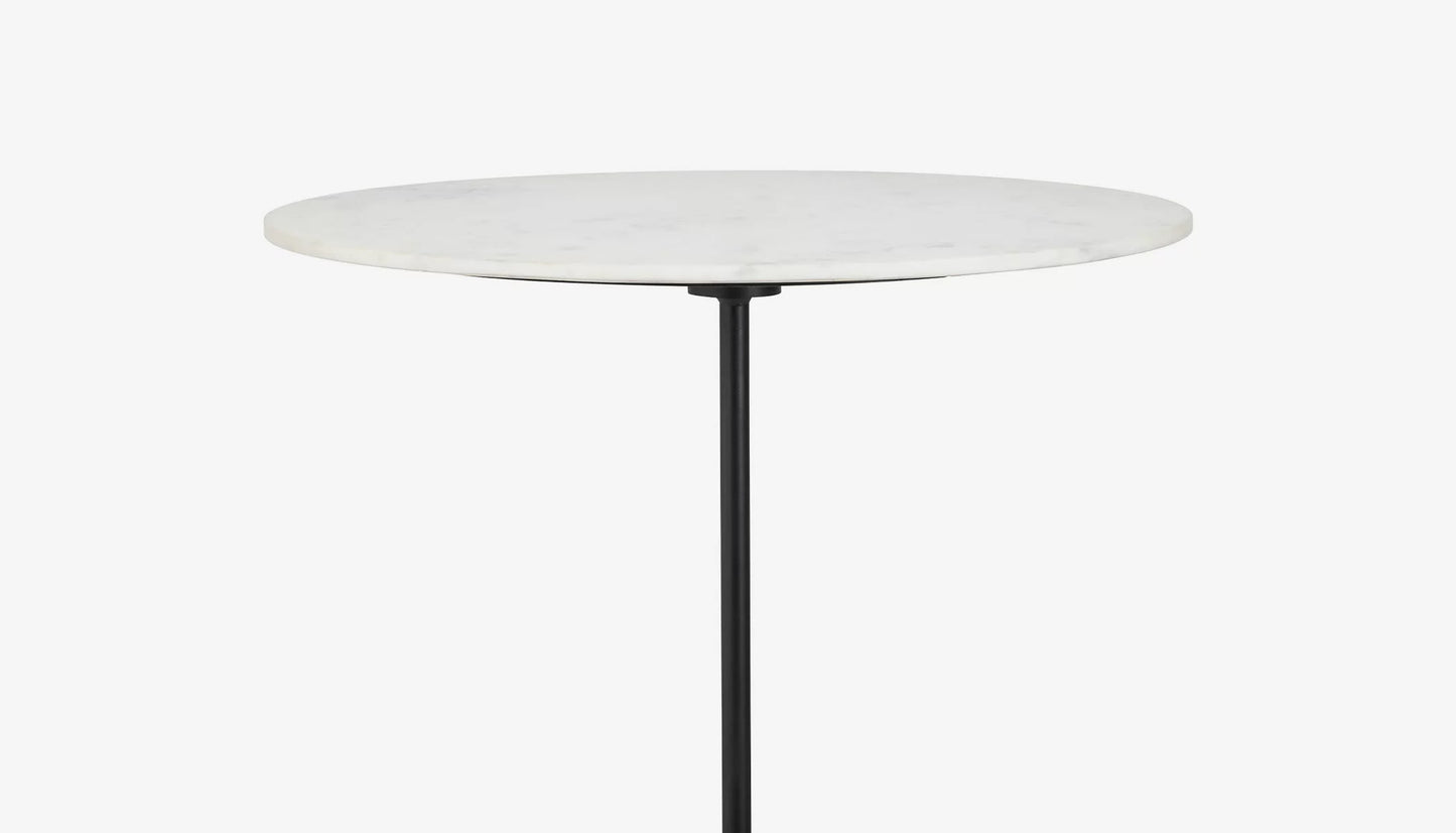 Jagger Bar Table in White Marble & Black Finish