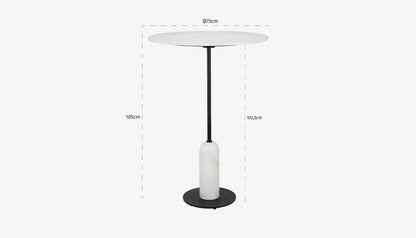 Jagger Bar Table in White Marble & Black Finish