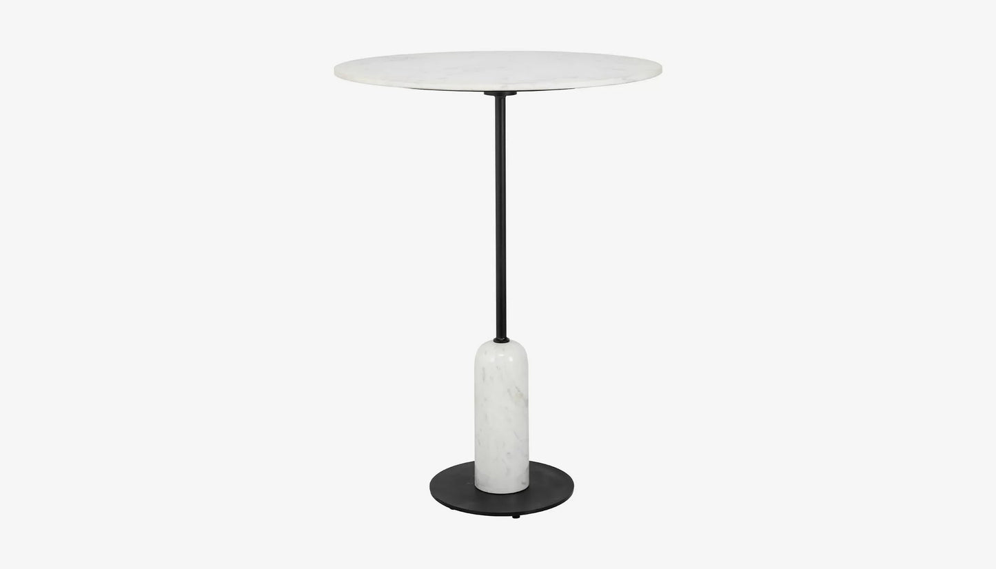 Jagger Bar Table in White Marble & Black Finish