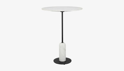 Jagger Bar Table in White Marble & Black Finish