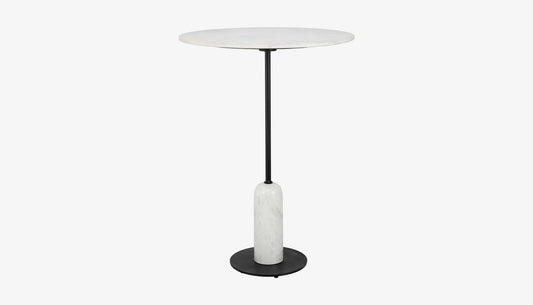 Jagger Bar Table in White Marble & Black Finish