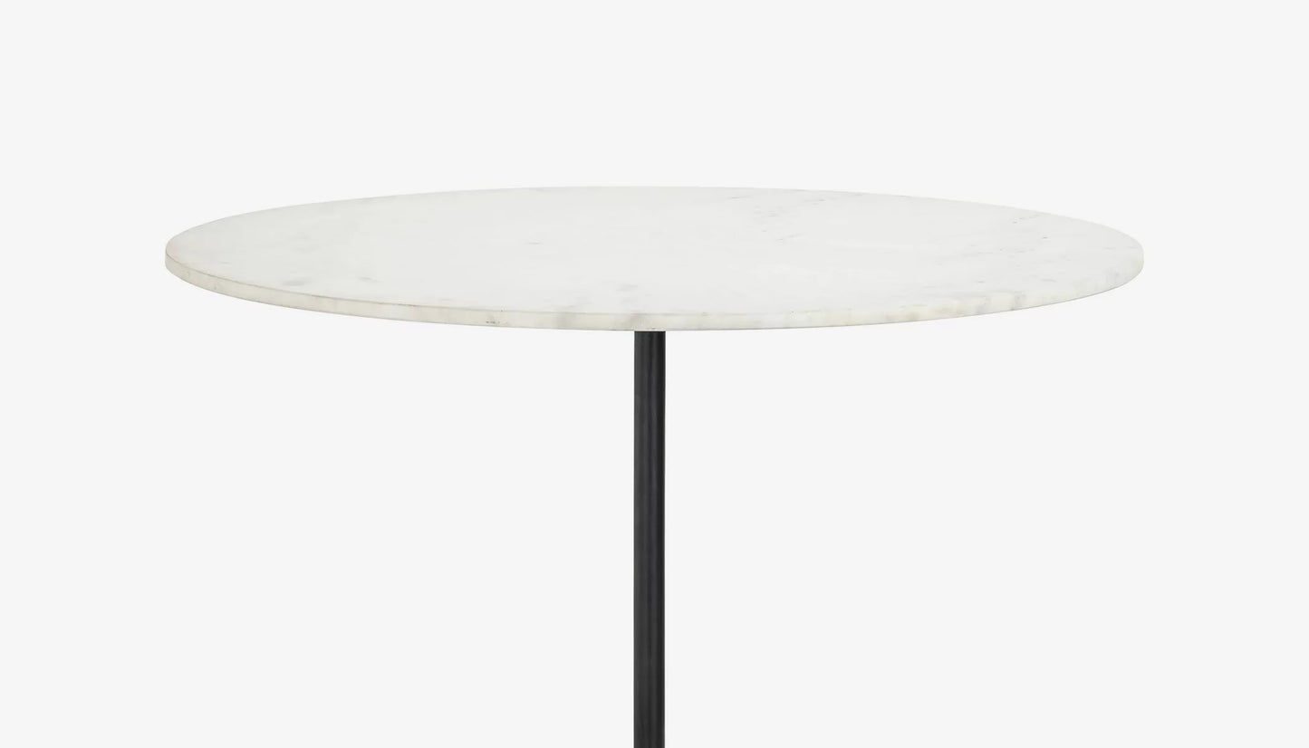 Jagger 2 Seat Round Dining Table in White Marble & Black Finish