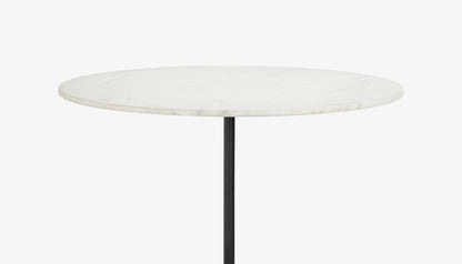 Jagger 2 Seat Round Dining Table in White Marble & Black Finish