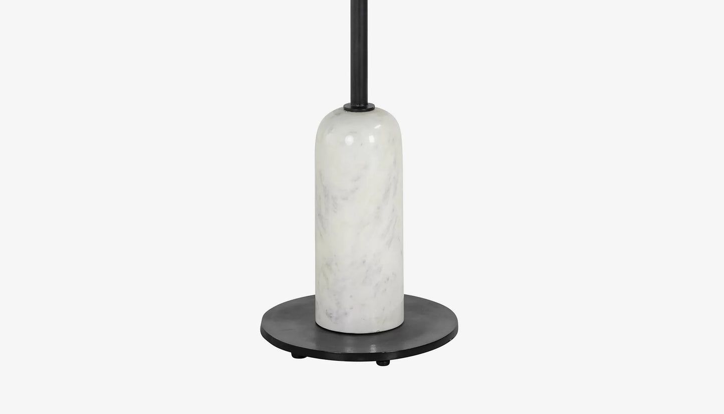 Jagger 2 Seat Round Dining Table in White Marble & Black Finish
