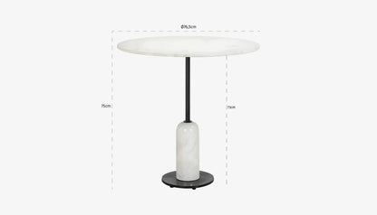 Jagger 2 Seat Round Dining Table in White Marble & Black Finish