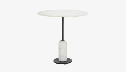 Jagger 2 Seat Round Dining Table in White Marble & Black Finish