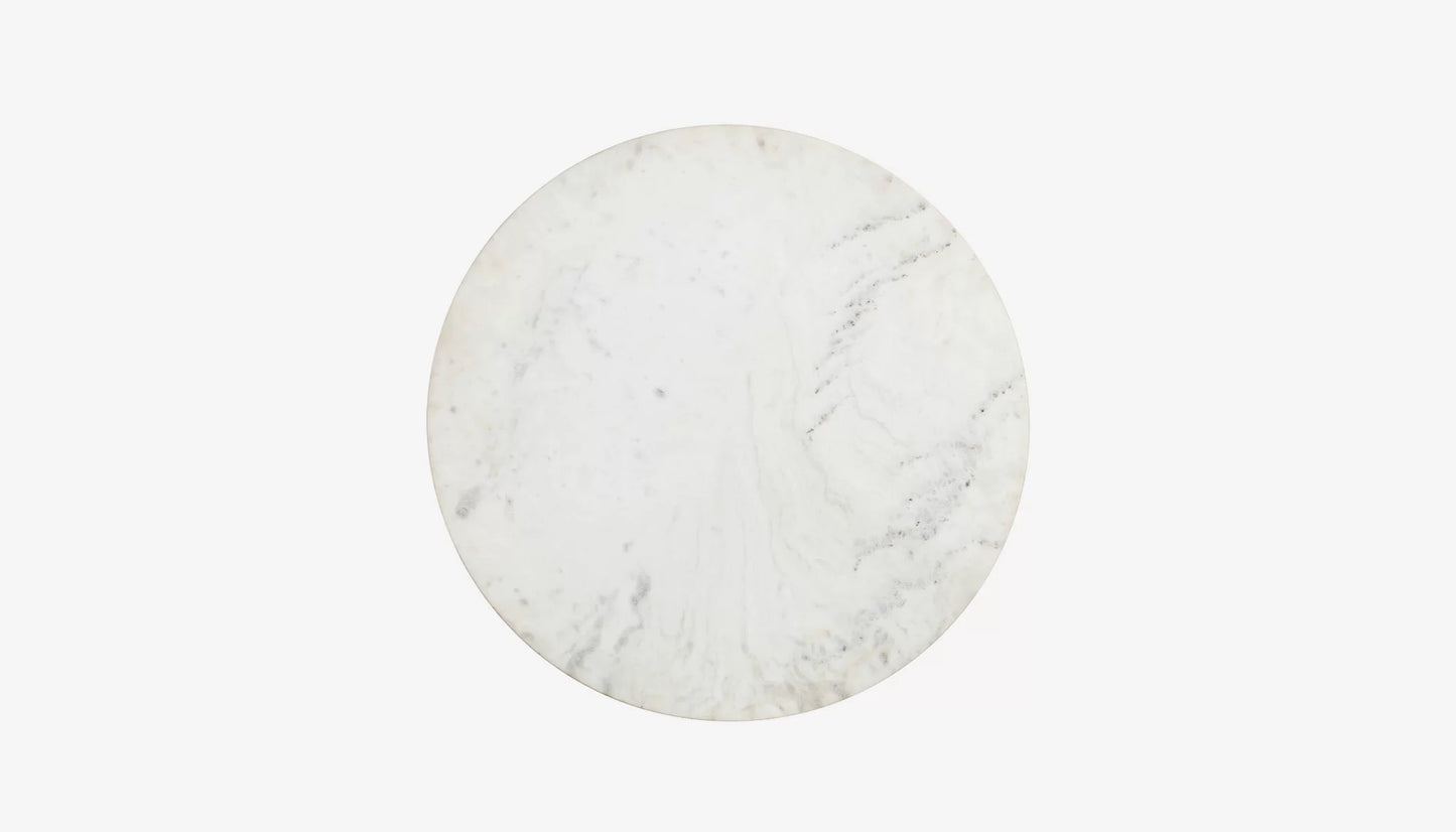 Jagger 2 Seat Round Dining Table in White Marble & Black Finish