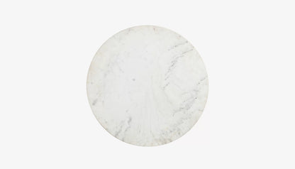 Jagger 2 Seat Round Dining Table in White Marble & Black Finish