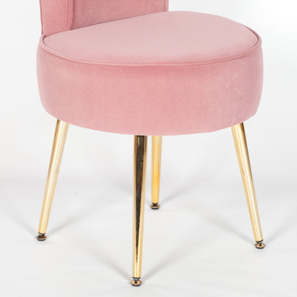 Pink Stool / Bedroom Chair with Gold Legs