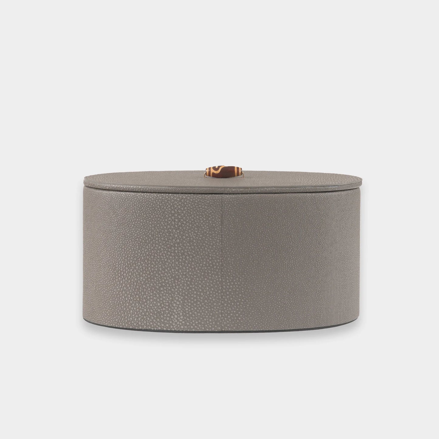 Agate Oval Leather Box Large Shagreen
