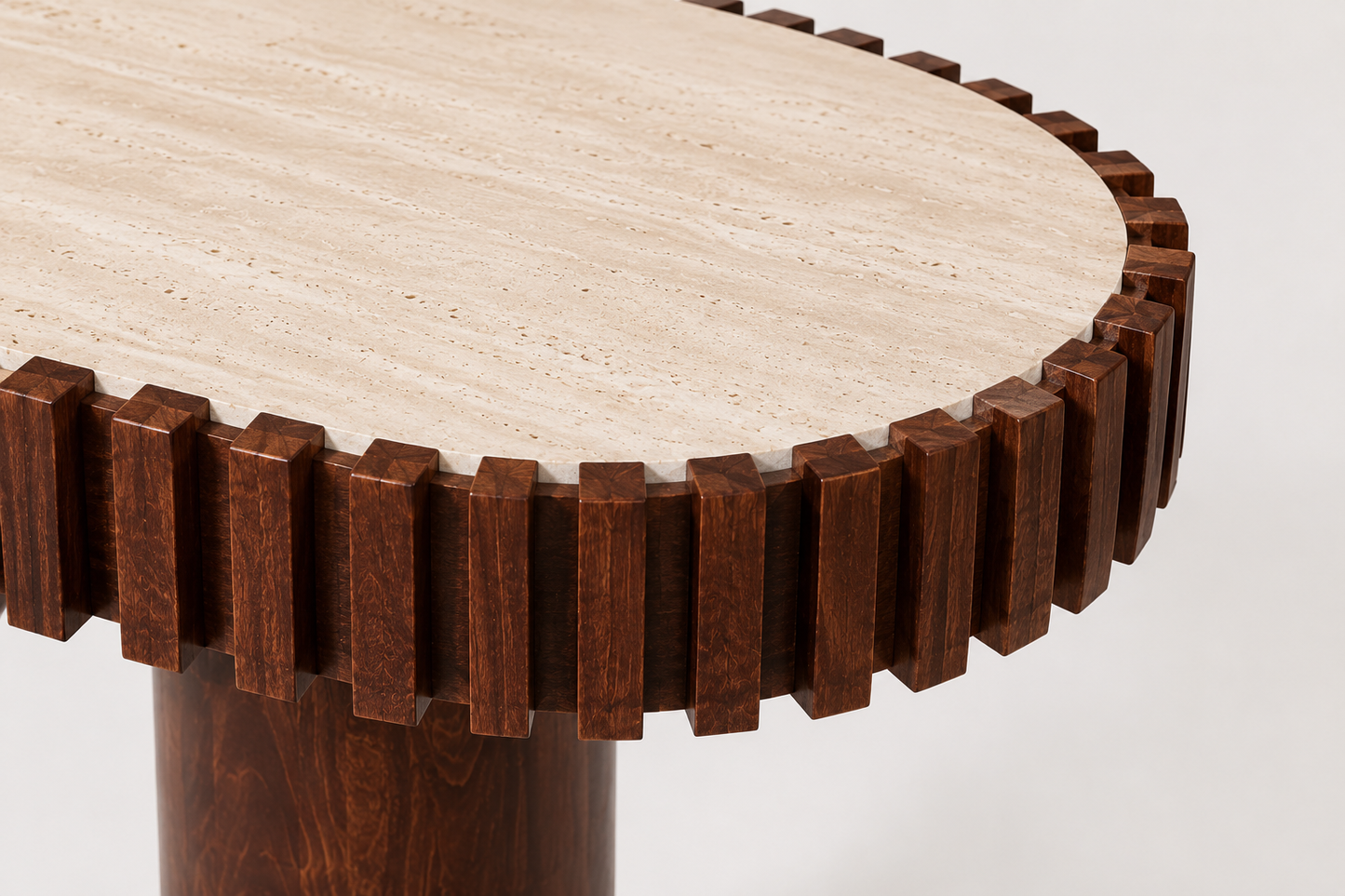 Babel Travertine and Mango Wood Curved Console Table