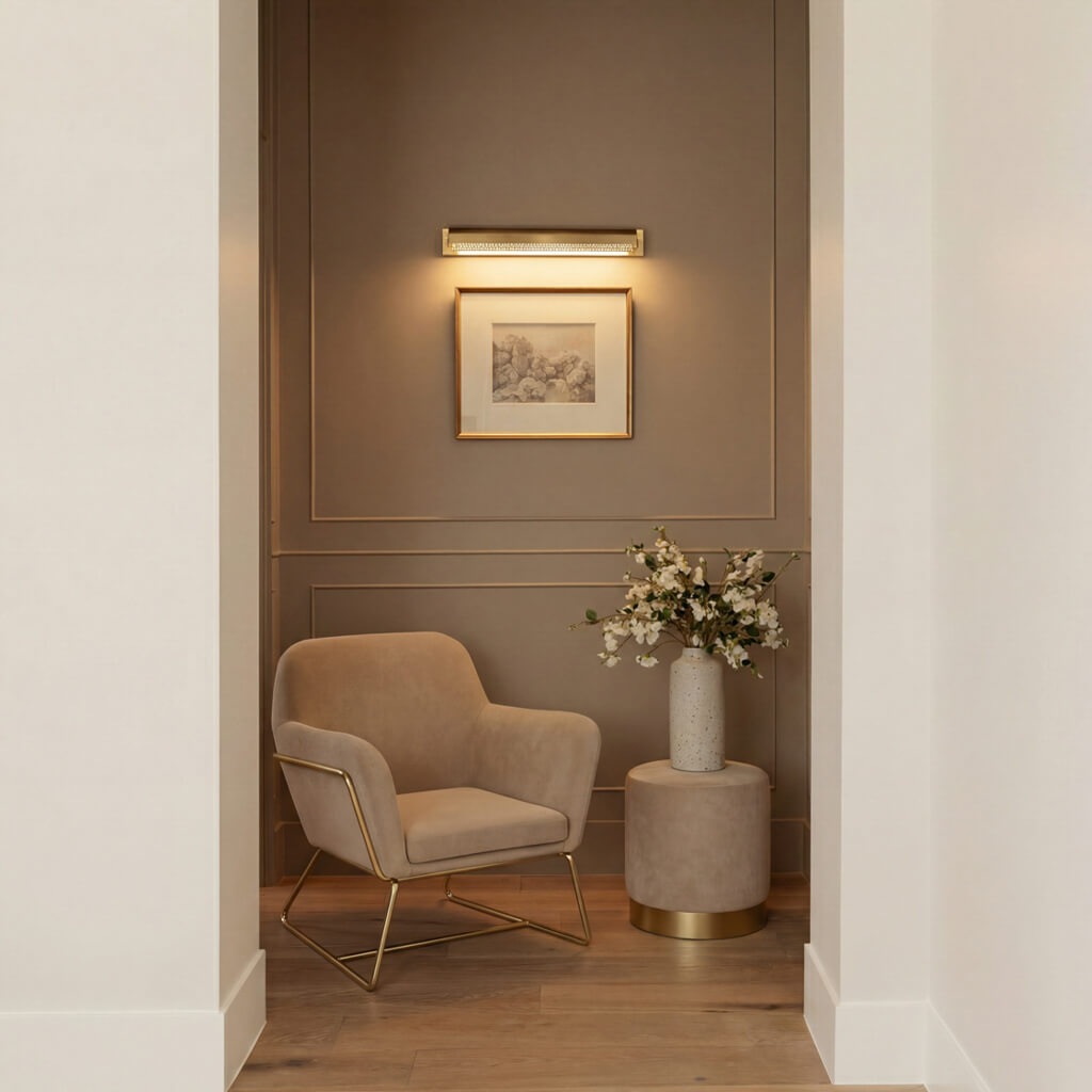 Charles Chair and Lara Small Pouffe Beige and Gold