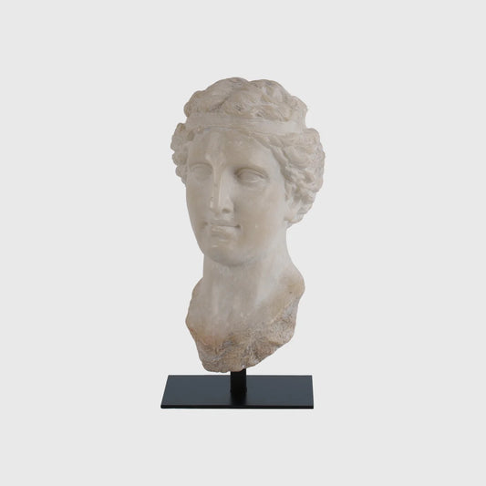 Decorative Marble Taranto Bust with Black Metal Base