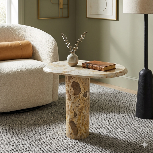 Santino Chocolate Marble Side Table