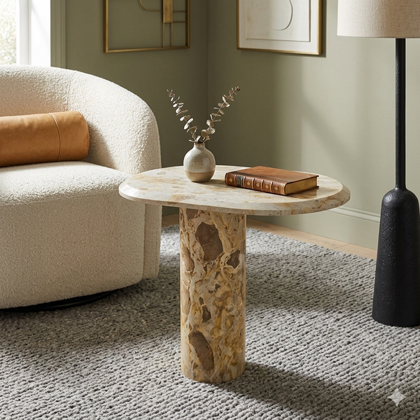 Santino Chocolate Marble Side Table