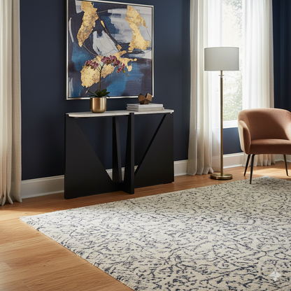 Winton Travertine Top Console Table With Black Acacia Wood Frame