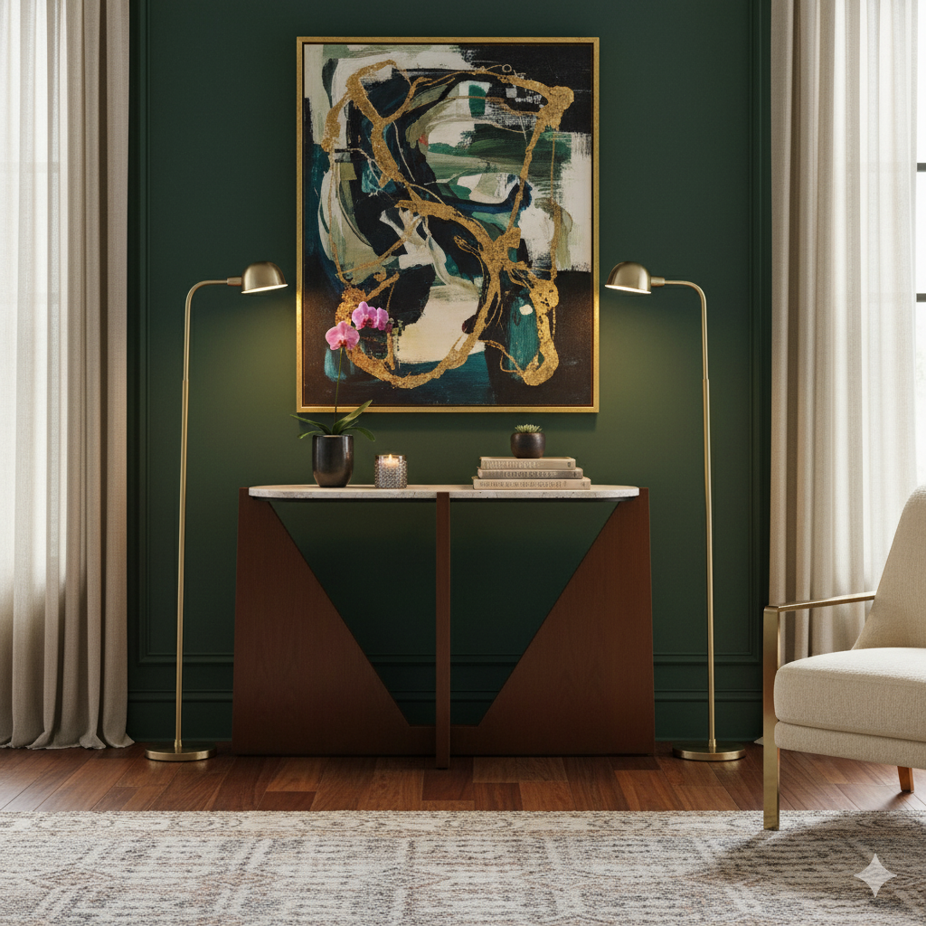 Winton Travertine Top Console Table With Acacia Wood Frame