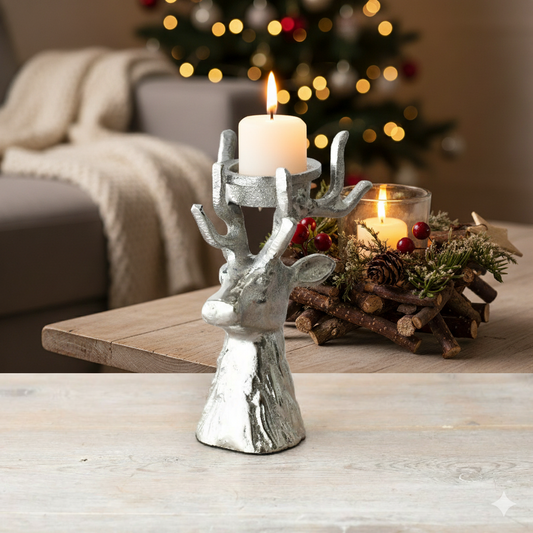 Reindeer T Light Holder, 17cm