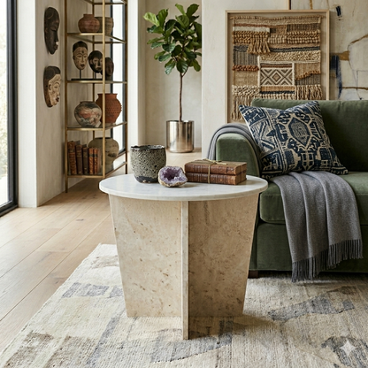 Savio White Marble Side Table