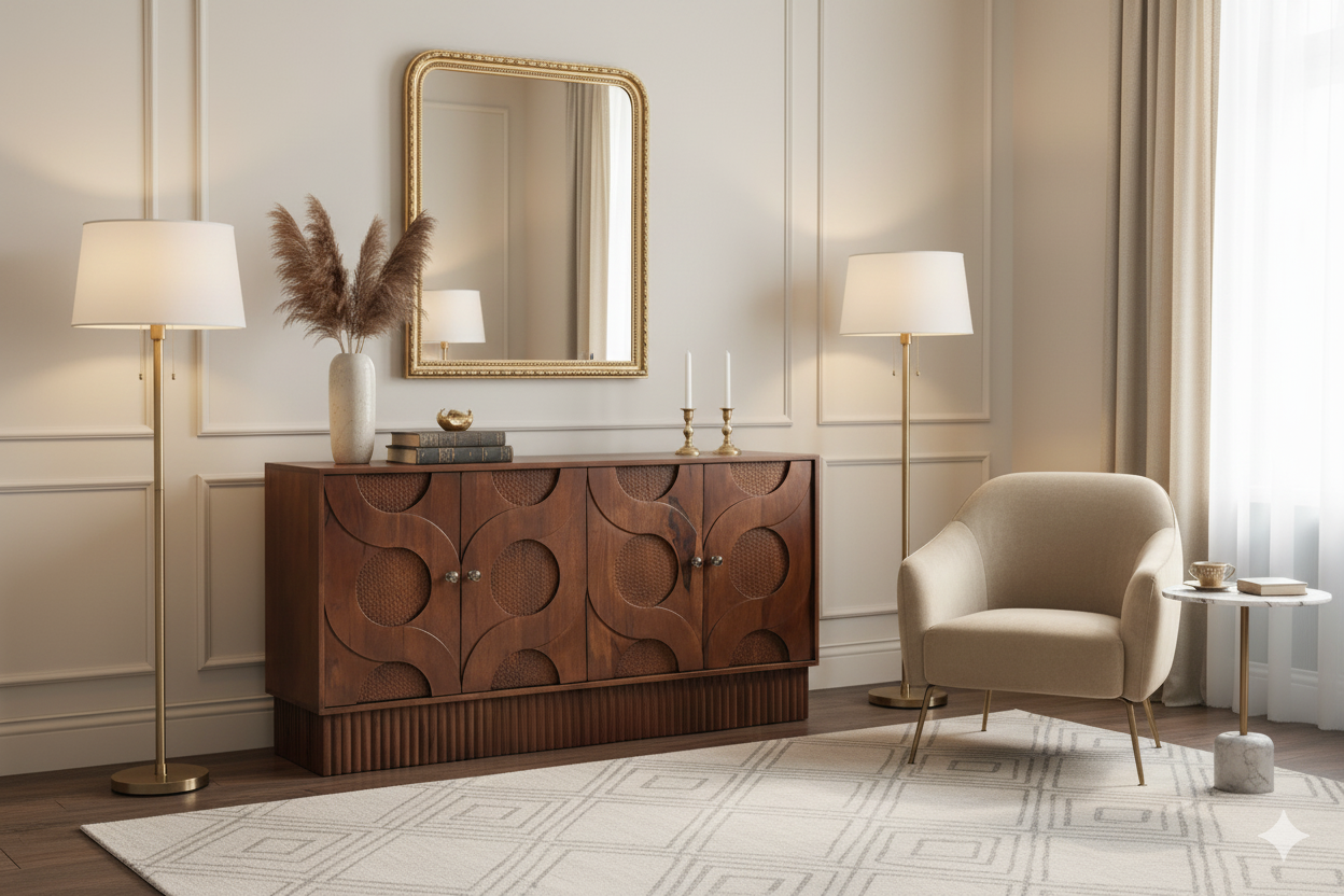 Siva Four Door Hammered Sideboard