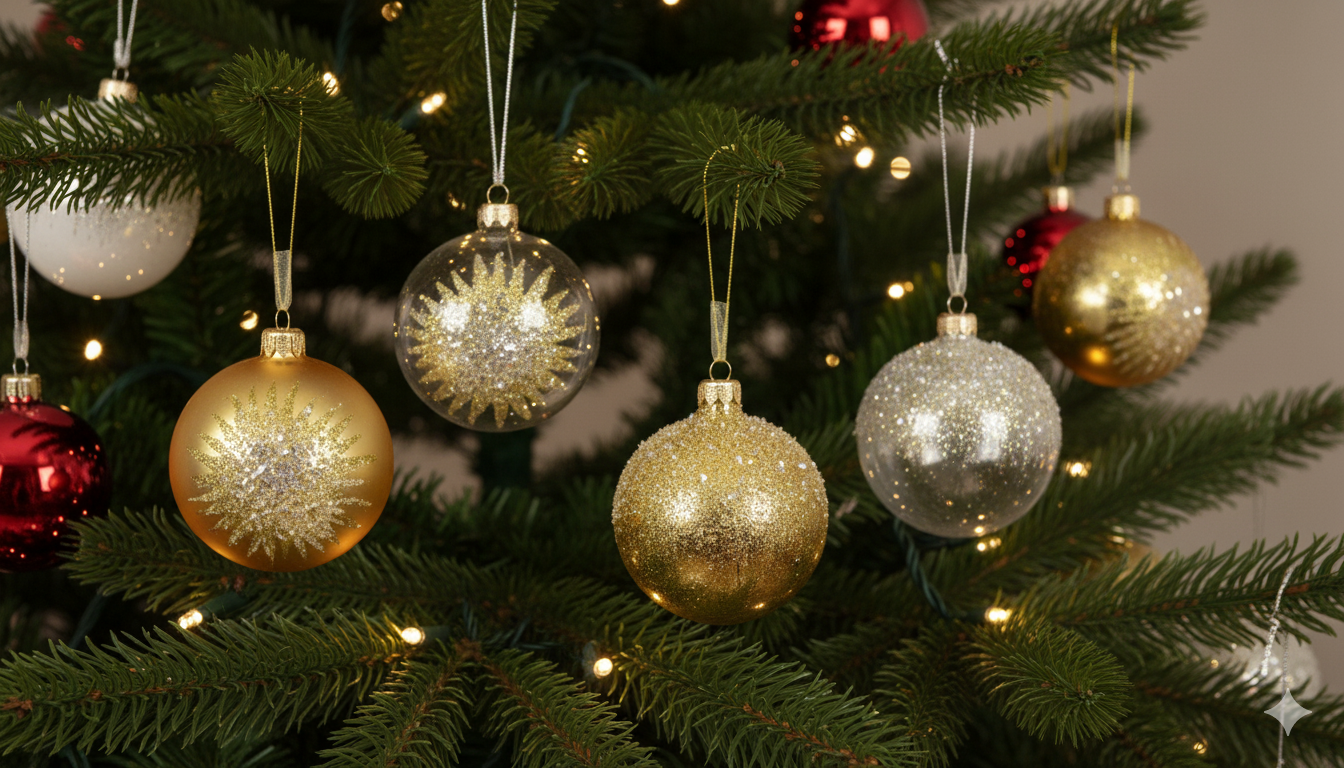 8cm Gold Beaded Bauble, Pack of 6