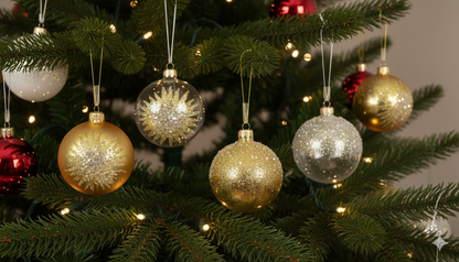 8cm Gold Beaded Bauble, Pack of 6