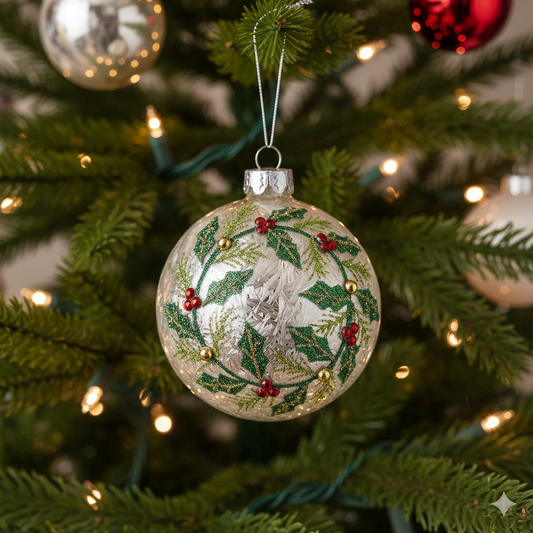 Glass Bauble Leaf Design, 8cm