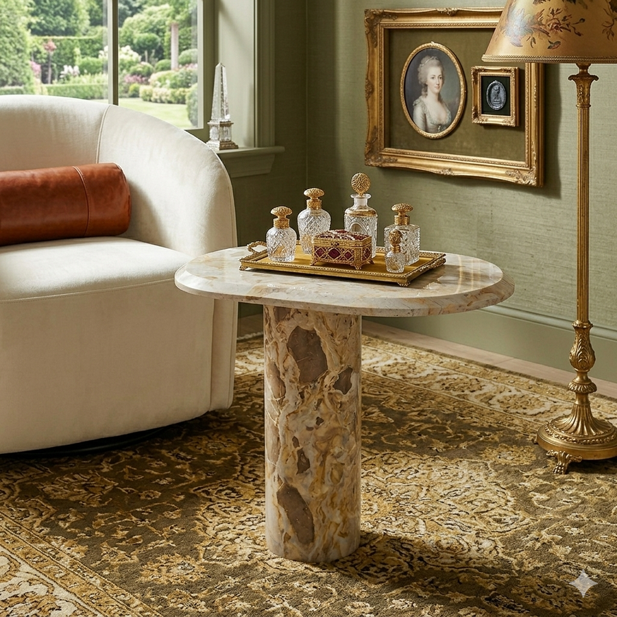 Santino Chocolate Marble Side Table