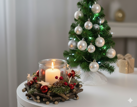 Red Bauble Candle Holder