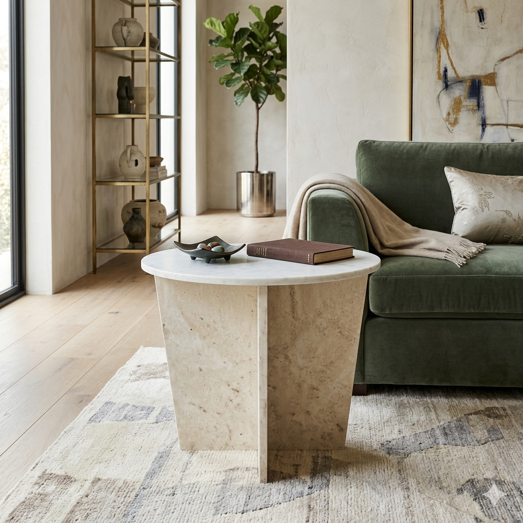 Savio White Marble Side Table