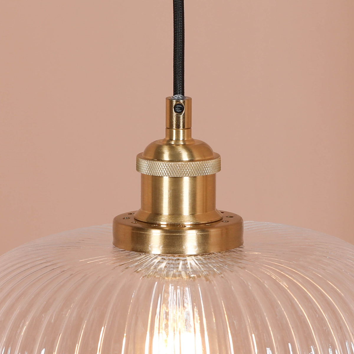 Brushed Brass Fluted Glass Pendant Ceiling Light
