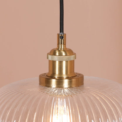 Brushed Brass Fluted Glass Pendant Ceiling Light