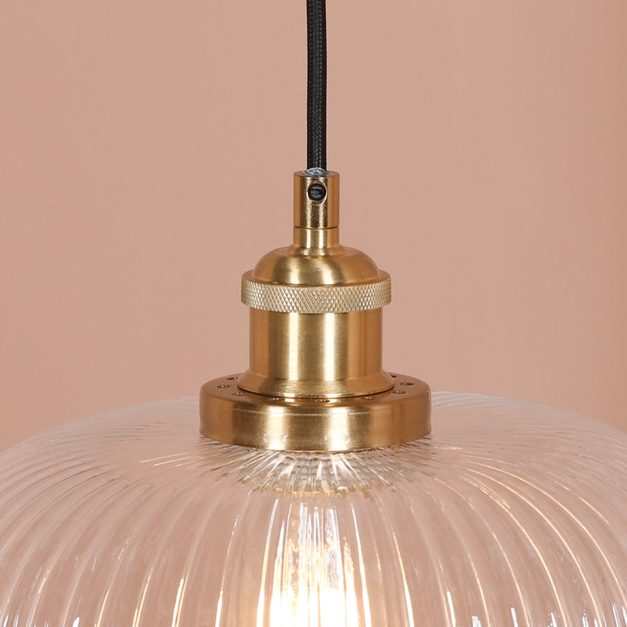 Brushed Brass Fluted Glass Pendant Ceiling Light