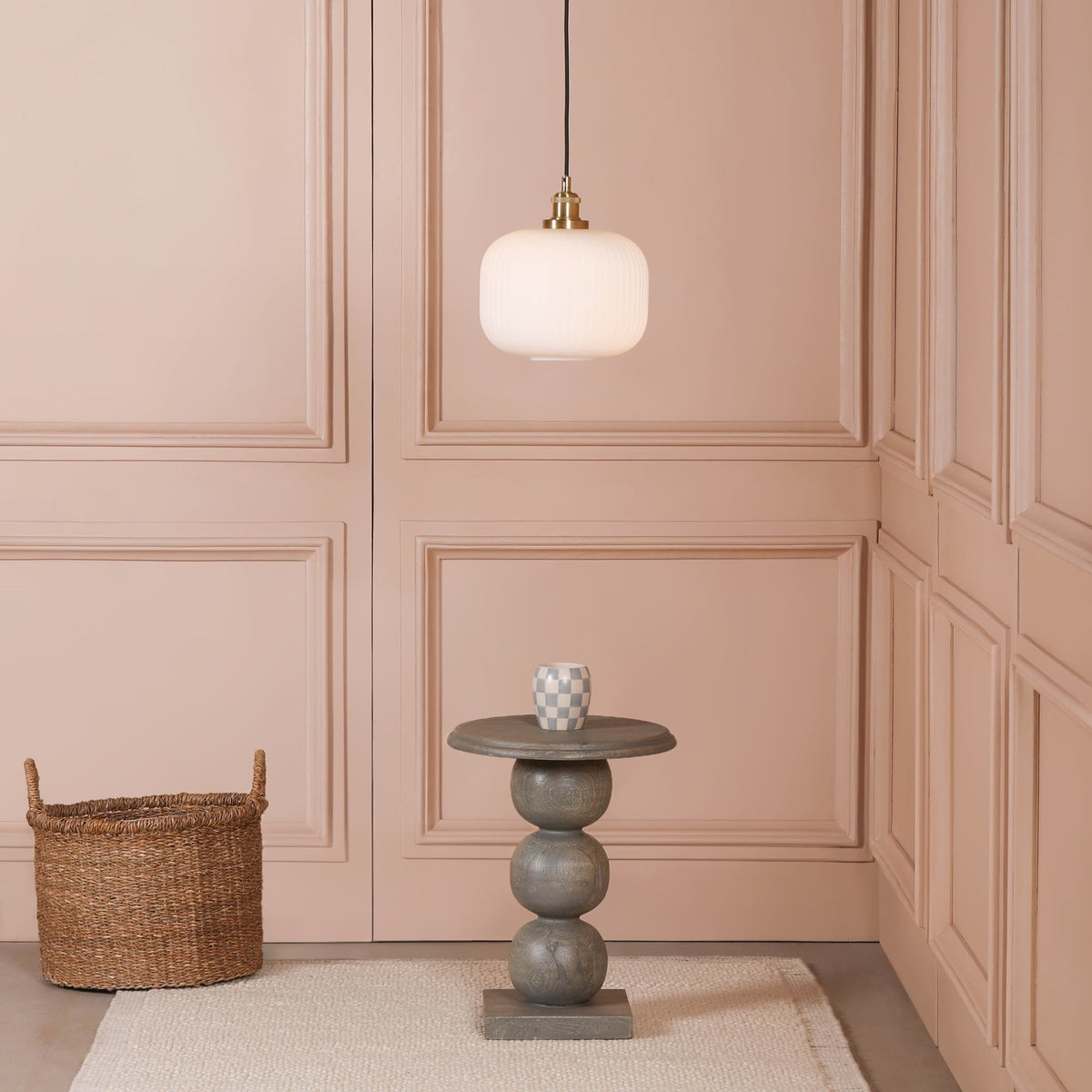 Brushed Brass Fluted Frosted Glass Pendant Ceiling Light