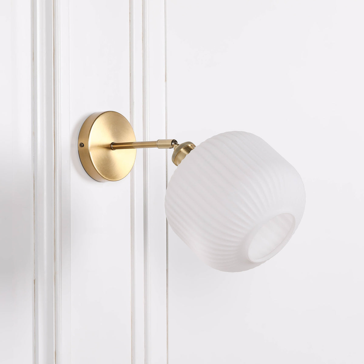 Brushed Brass Fluted Frosted Glass Wall Light