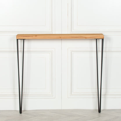 Rustic Wooden Hairpin Hall Table Console 92cm
