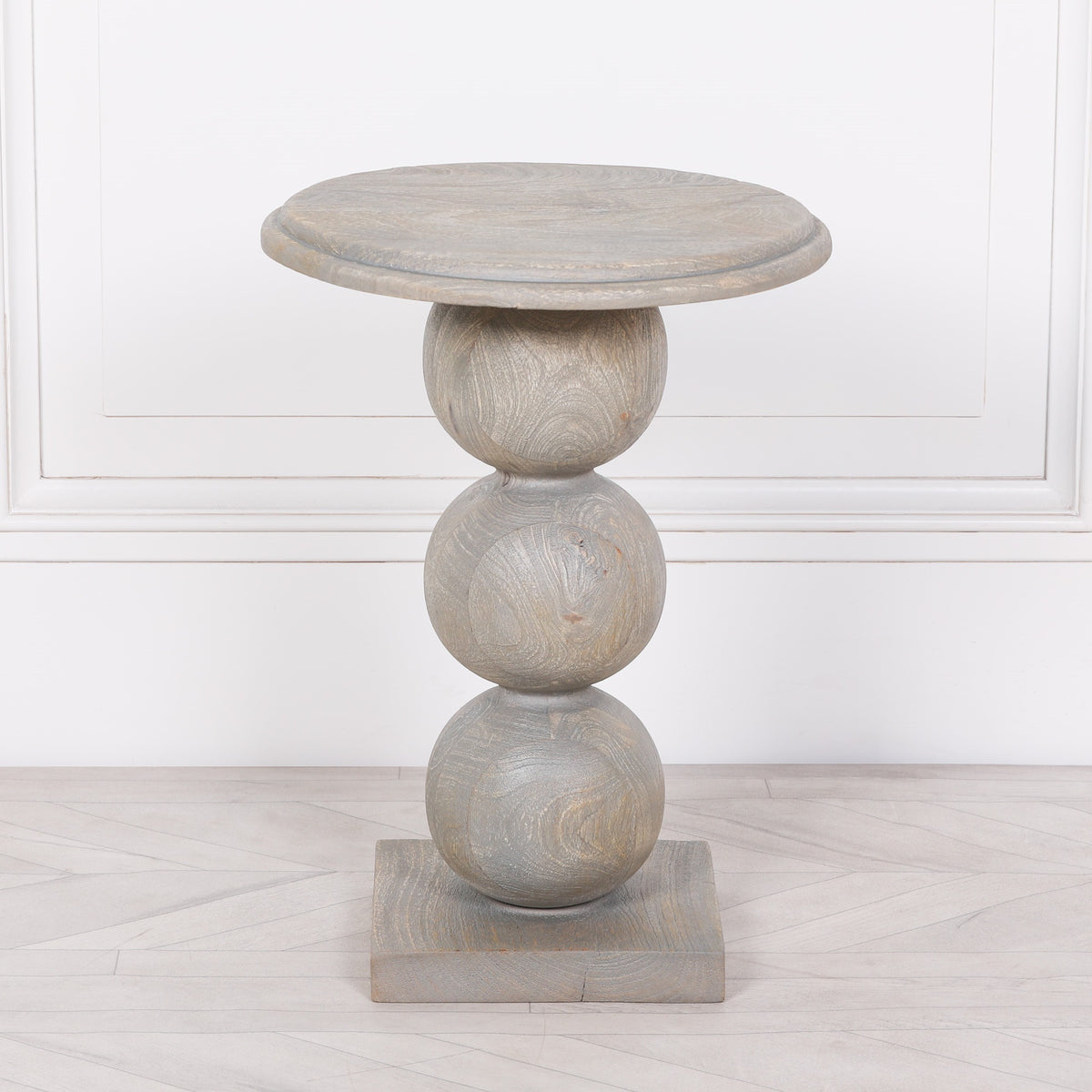 Rustic Wooden Stacked Ball Side Occasional Table