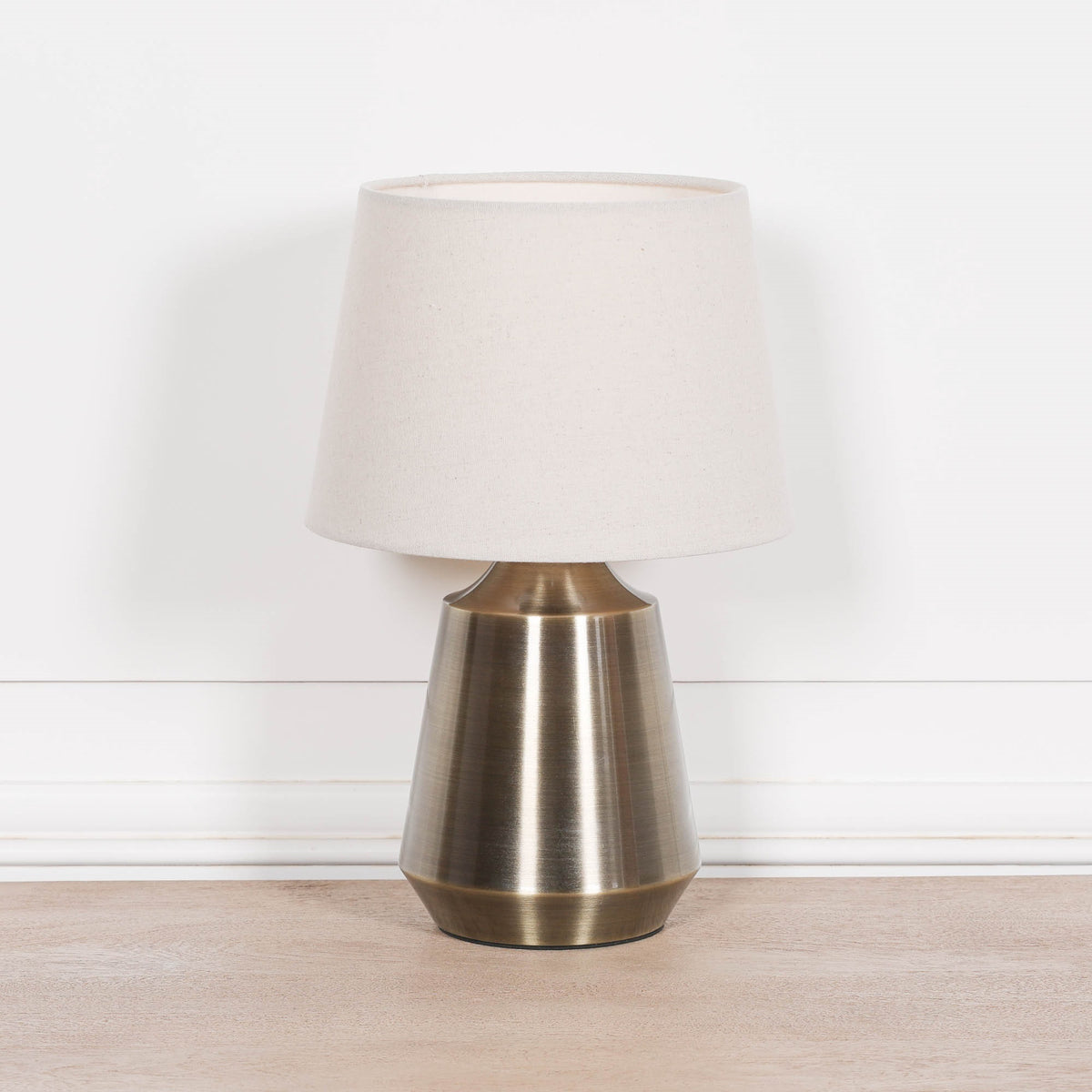 Satin Brass Metal 35cm Bedside Table Lamp with Shade