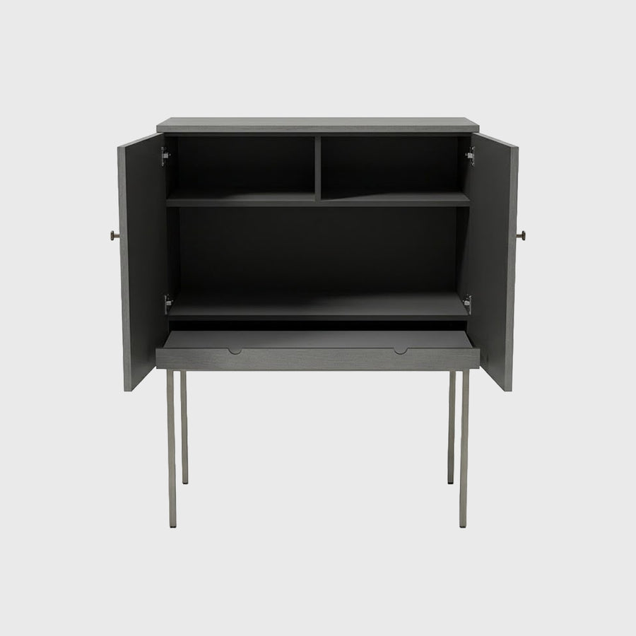 Maison Bronze Bar Cabinet and Shagreen Leather