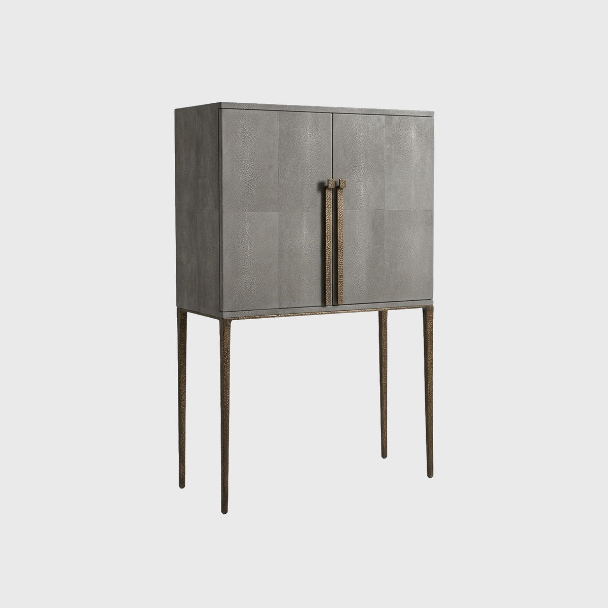 Maison Bronze Bar Cabinet and Shagreen Leather
