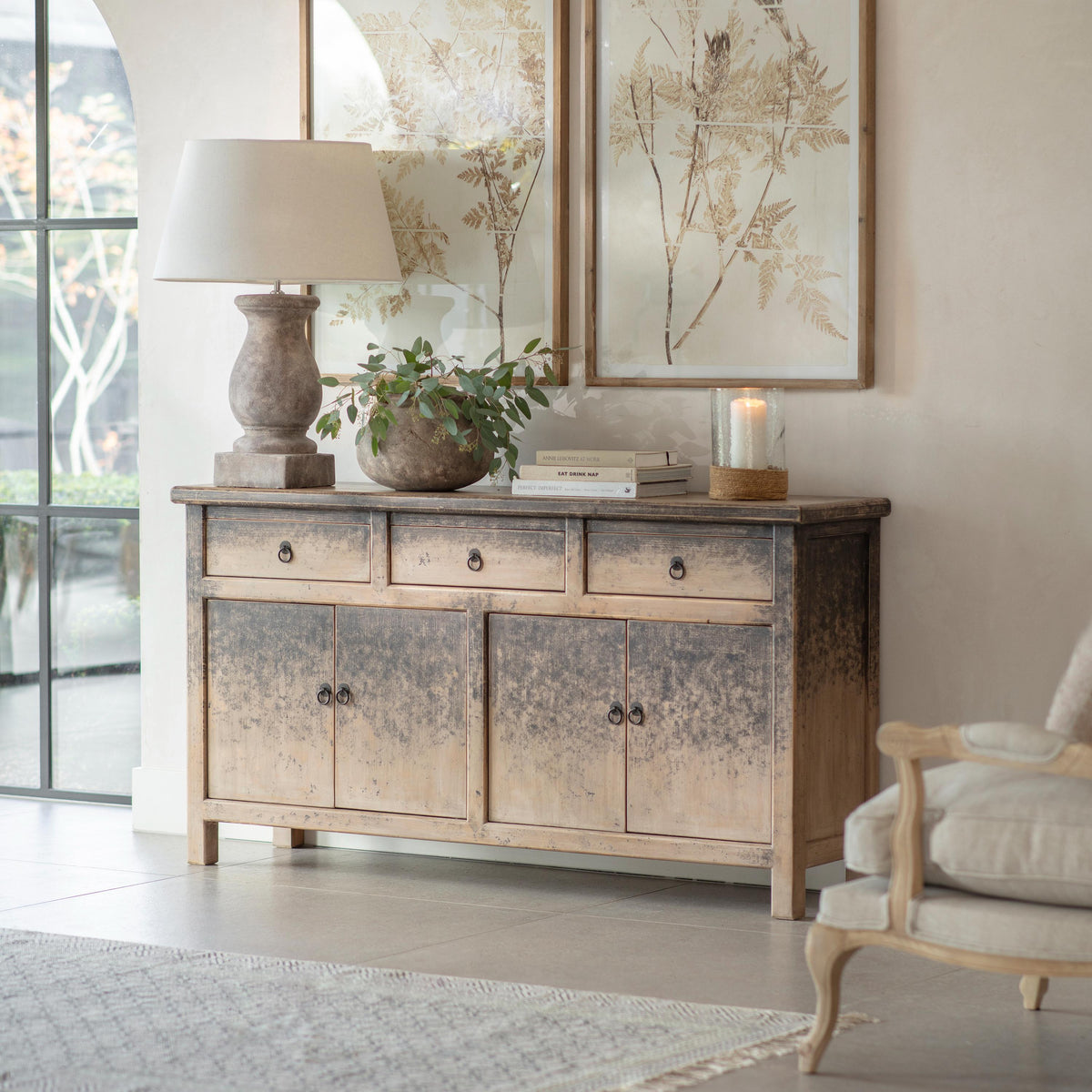 Loxwood Reclaimed Pine 4 Door Sideboard — view 1