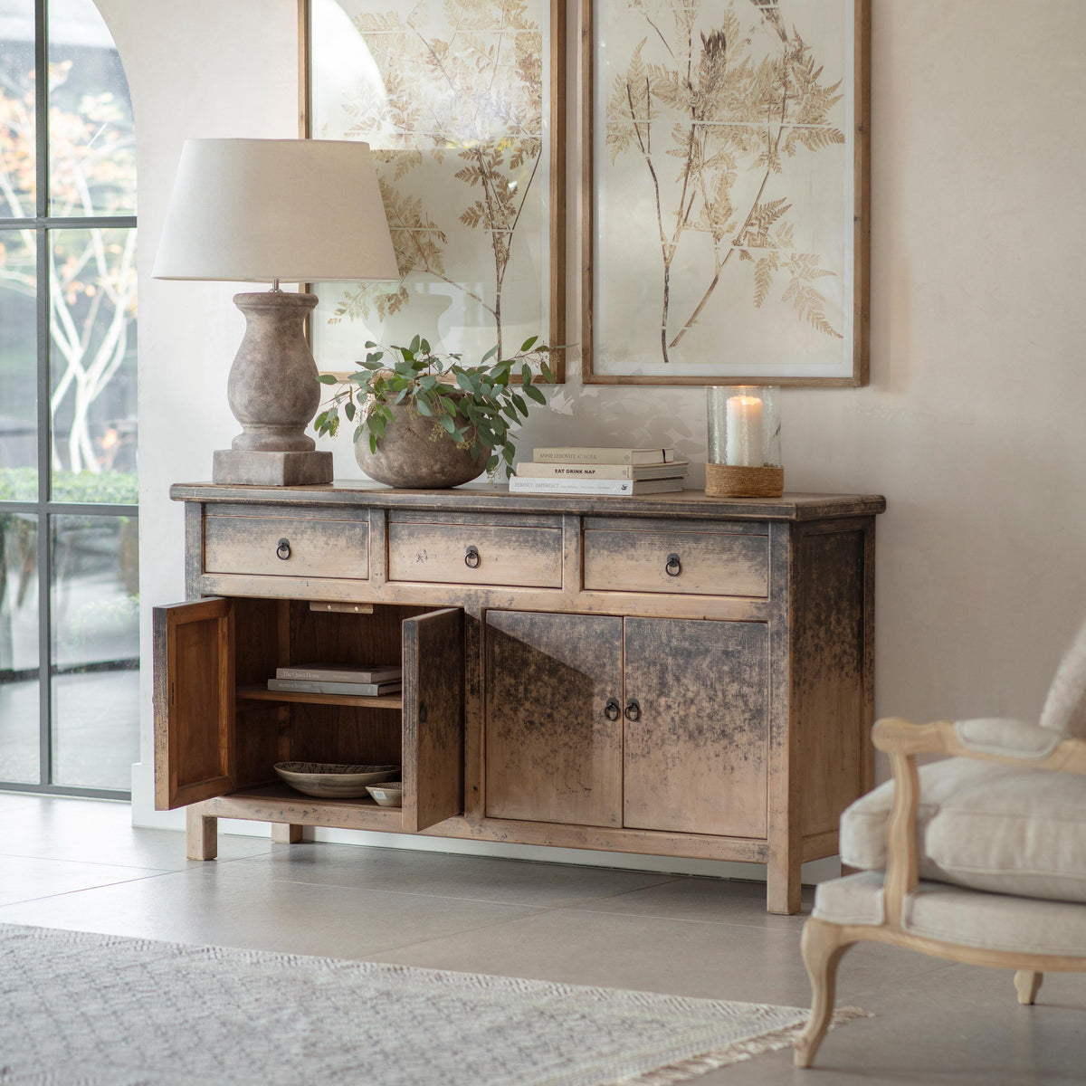 Loxwood Reclaimed Pine 4 Door Sideboard — view 4