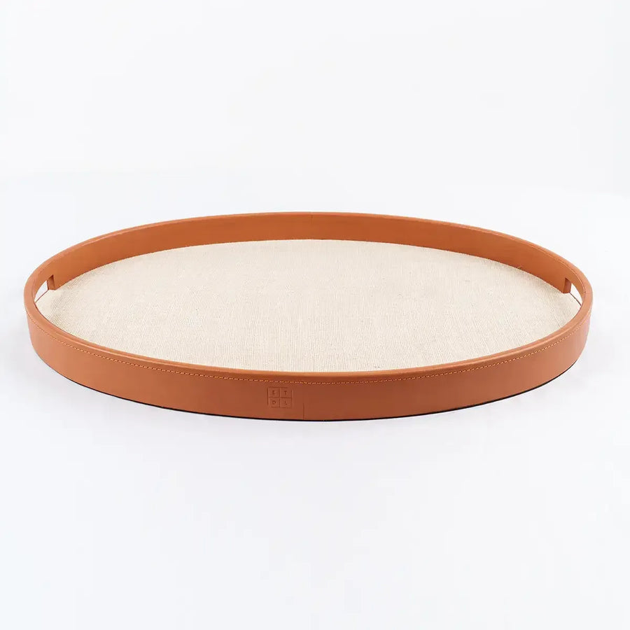 Ralf Oval Tray Leather and Jute