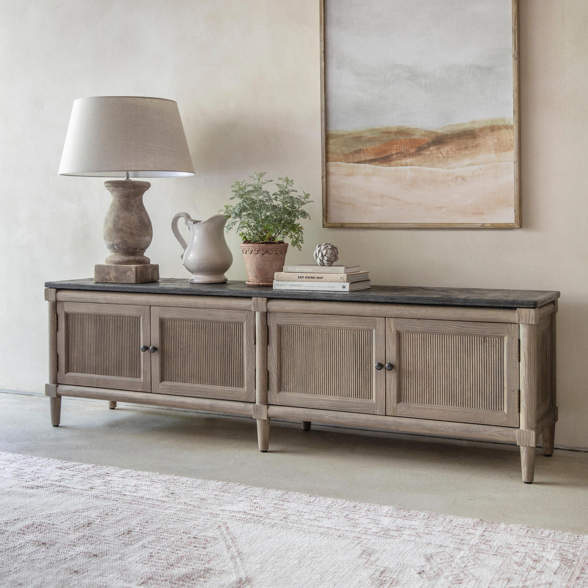 Blockley Stone Top Low Sideboard — view 1