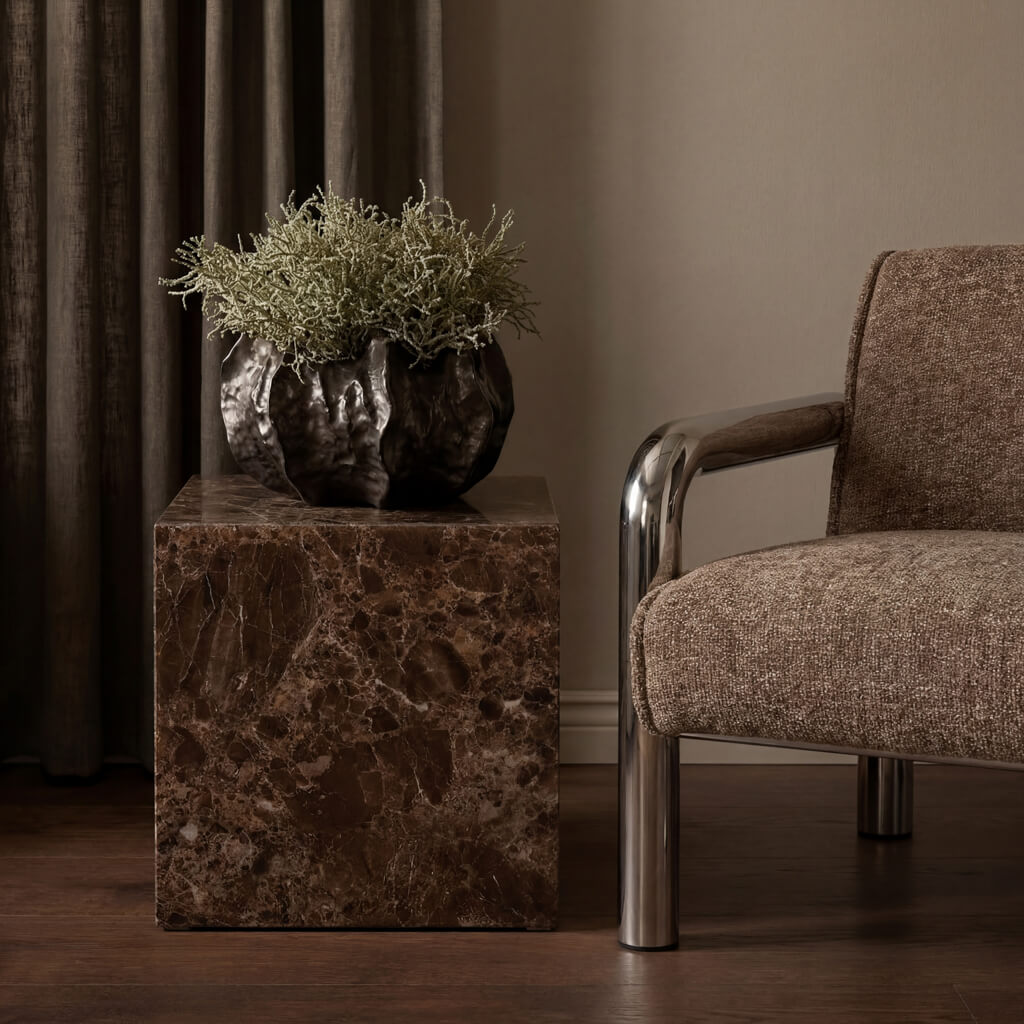 Sur Brown Emperador Side Table - image 2
