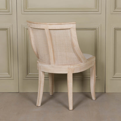 Light Wooden Sloped Rattan Upholstered Dining Chair