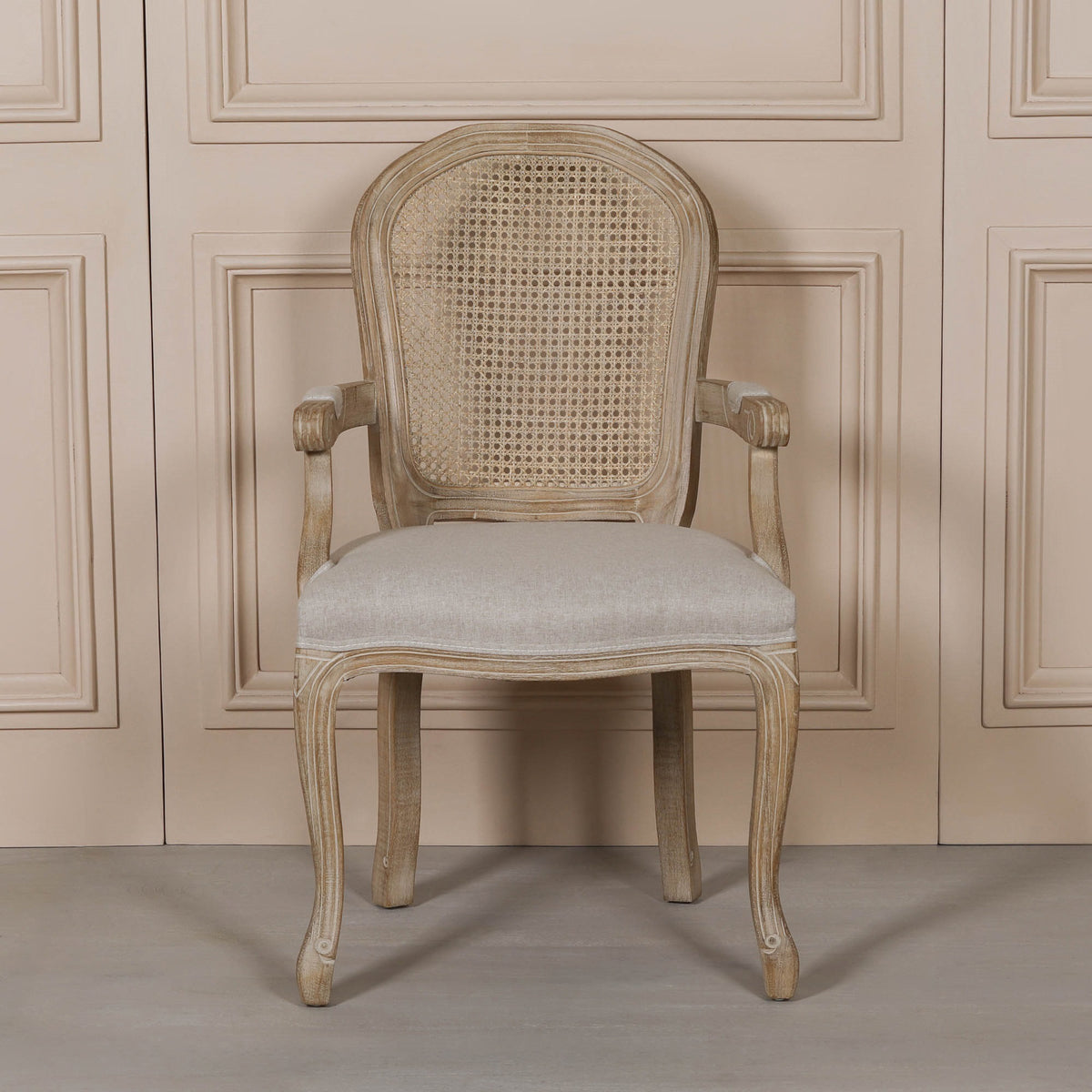 Wooden Carver Louis Upholstered Dining Arm Chair
