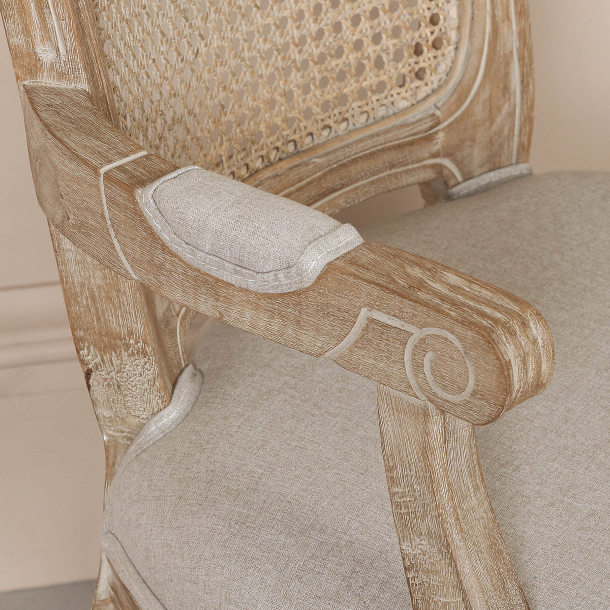 Wooden Carver Louis Upholstered Dining Arm Chair