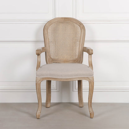 Wooden Carver Louis Upholstered Dining Arm Chair