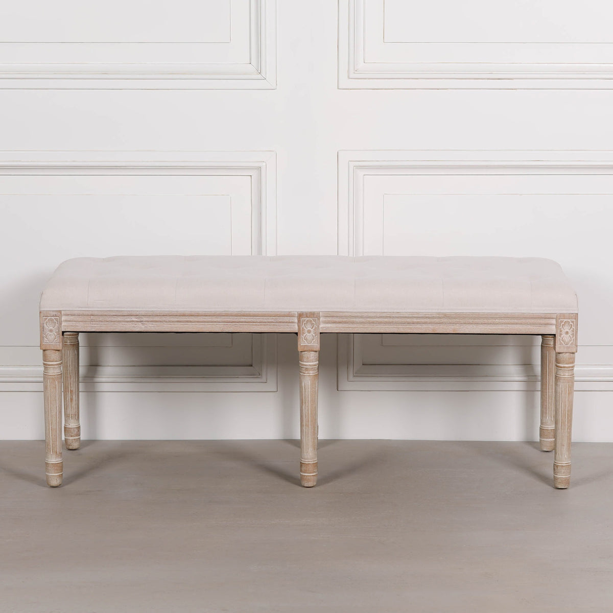 Light Wooden Louis Upholstered Bench